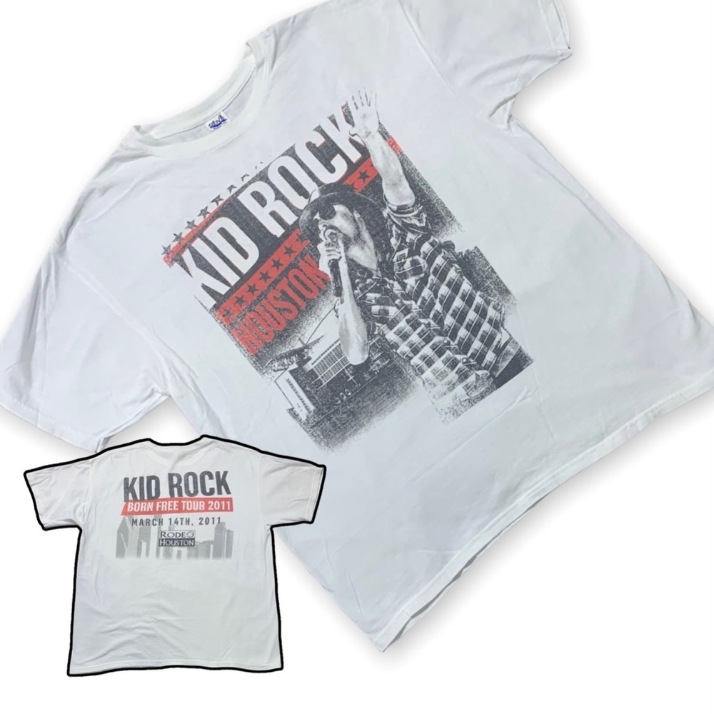 Kid Rock 2011 Houston Rodeo Concert T-Shirt Born Free Tour Double Sided